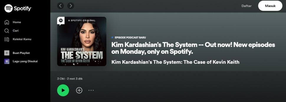 Podcast Kim Kardashian. [Spotify]