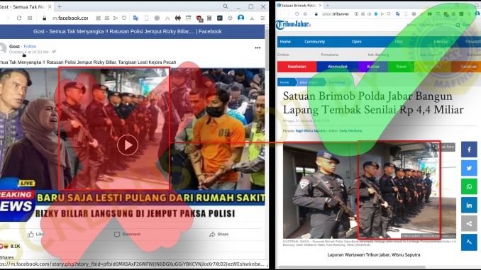 Unggahan yang klaim soal Rizky Billar dijemput polisi buat Lesti Kejora menangis. (Turnbackhoax.id)