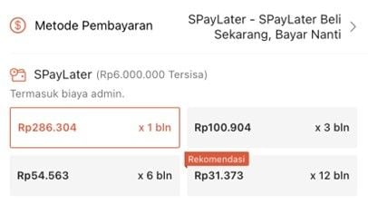 Di halaman Checkout, temukan bagian Metode Pembayaran. Lalu, pilih SPayLater. (Dok: Shopee)