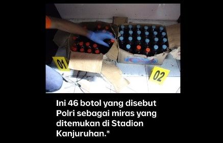 Botol yang disebut miras di Kanjuruhan (twitter.com/NarasiNewsroom)