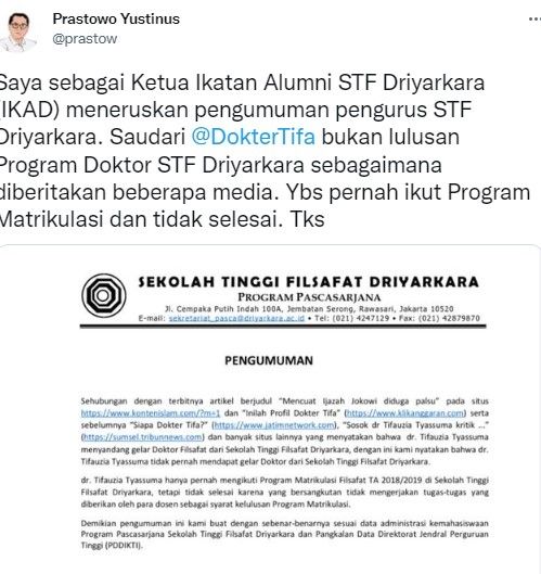 Klarifikasi STF (twitter.com/prastow)