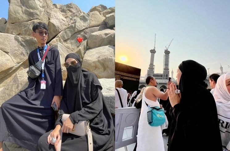 Potret Kakak Lesti Kejora Ajak Tunangan Umrah (Instagram/@benimulyanasopian/@raraiddd)