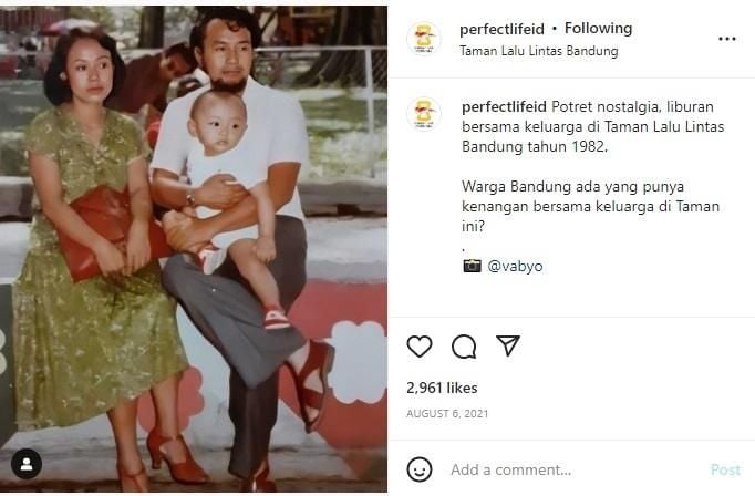 Potret nostalgia pasangan suami istri di Bandung tahun 1982. (instagram/perfectlifeid)