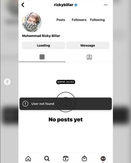 Instagram Rizky Billar menghilang.