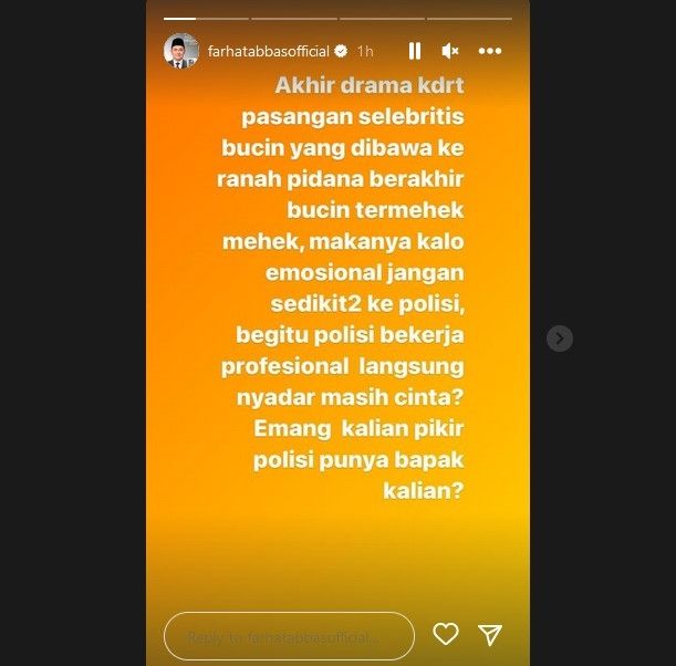 Farhat Abbas komentari kasus KDRT Lesti Kejora dan Rizky Billar. [Instagram]