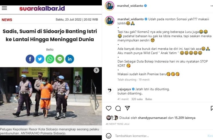 Postingan Marshel Widianto di Instagram (Instagram Marshel Widianto)