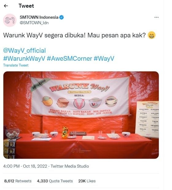 WayV Siap Buka Warkop [Twitter]