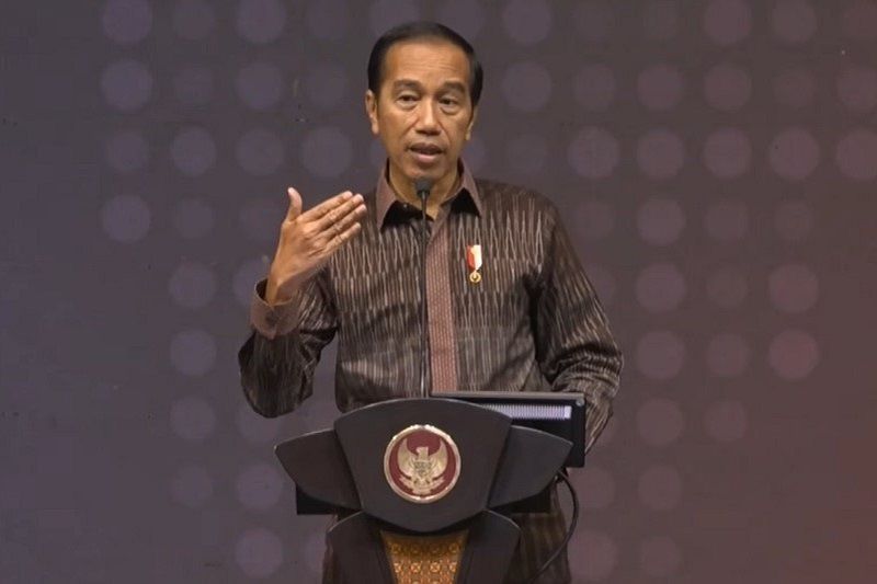 Preisden Jokowi saat hadir di  Trade Expo Indonesia ke-37 tahun 2022 di ICE, BSD City, Tangerang (Antara)