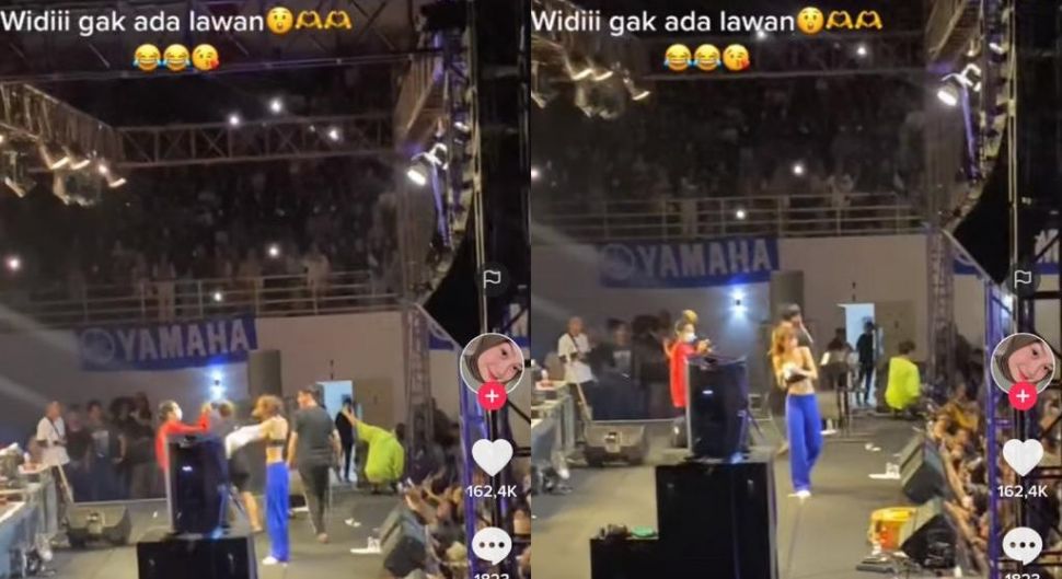 Widi Vierratale buka baju di panggung (TikTok)