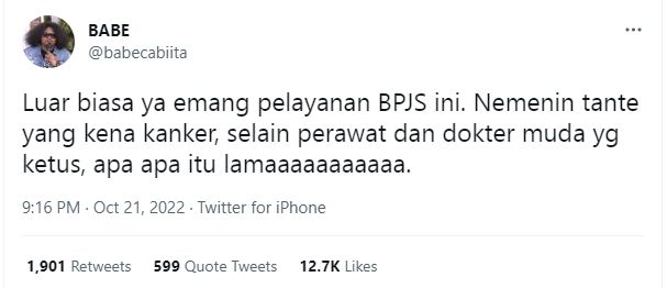 Babe Cabita keluhkan pelayanan BPJS [Twitter/@babecabiita]