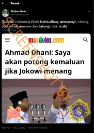 Unggahan soal Ahmad Dhani [Turnbackhoax.id]