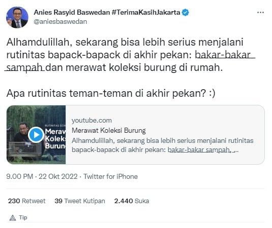 Cuitan Anies Baswedan (twitter.com/aniesbaswedan)