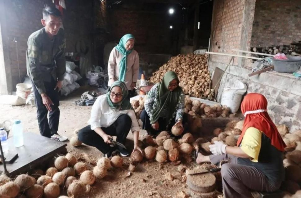 Anggota Komisi XI DPR RI Fraksi PKB, Ela Siti Nuryamah, saat mengunjungi tengkulak hasil bumi, di Desa Mulyosari, Kecamatan Way Ratai, Kabupaten Pesawaran, Lampung.