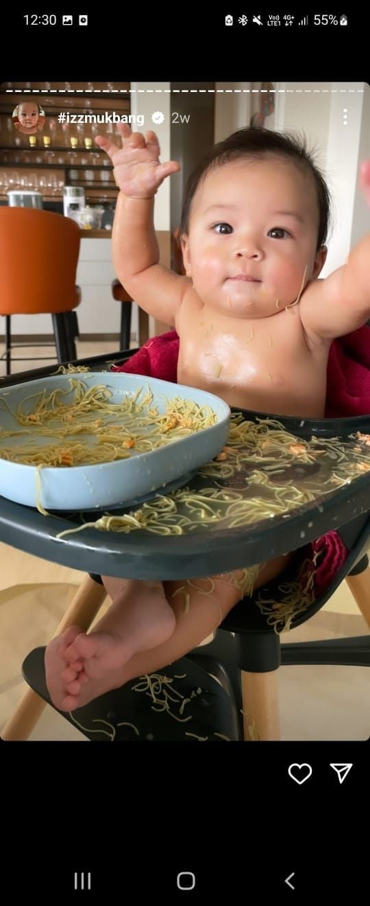 Bikin Gemas! Ini 5 Botret Baby Izz Mukbang, Anak Nikita Willy yang Jalani Metode MPASI BLW. (Dok: Instagram/Nikita Willy)