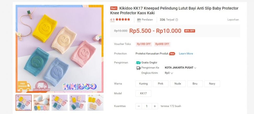 Sudah Merangkak, Berapa Sih Harga Pelindung Lutut Rayyanza Cipung yang Sering Ia Gunakan? (Dok: Shoppe)