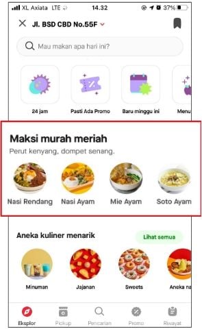 Menu maksi murah meriah GoFood. 