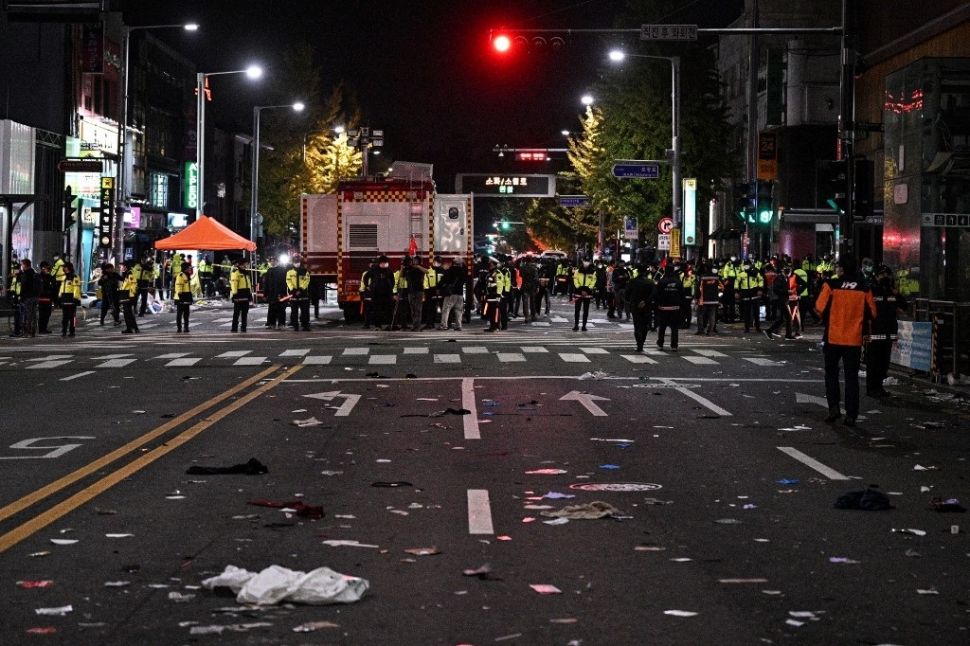 Tragedi Halloween di Itaewon, Korea Selatan tewaskan 146 orang dan ratusan lain terluka., Sabtu (29/10/2022) waktu setempat. [Anthony Wallace/AFP]