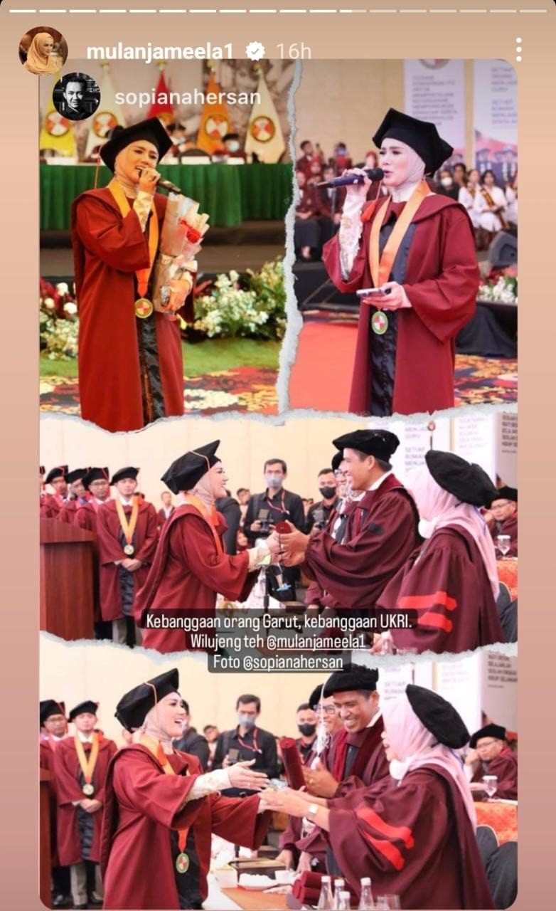 Mulan Jameela jadi sarjana dan rayakan wisuda S1 bersama keluarga. (Dok. Instagram)