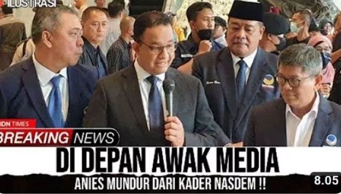 Thumbnail Anies Baswedan pamit dari NasDem, Benarkah? [Youtube/ Berita Indonesia].