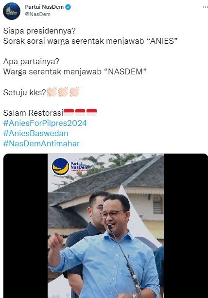 Cuitan Partai Nasdem (twitter.com/NasDem)