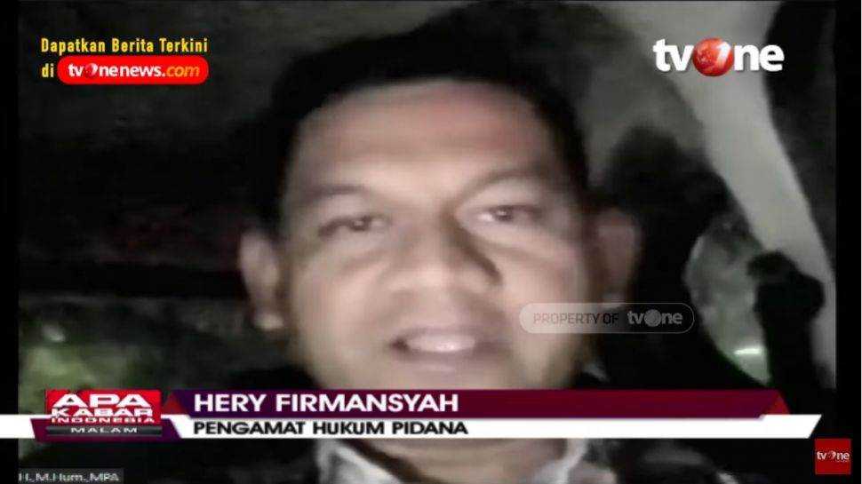 Hery Firmansyah, Pengamat Hukum Pidana (YouTube/ tvOneNews)