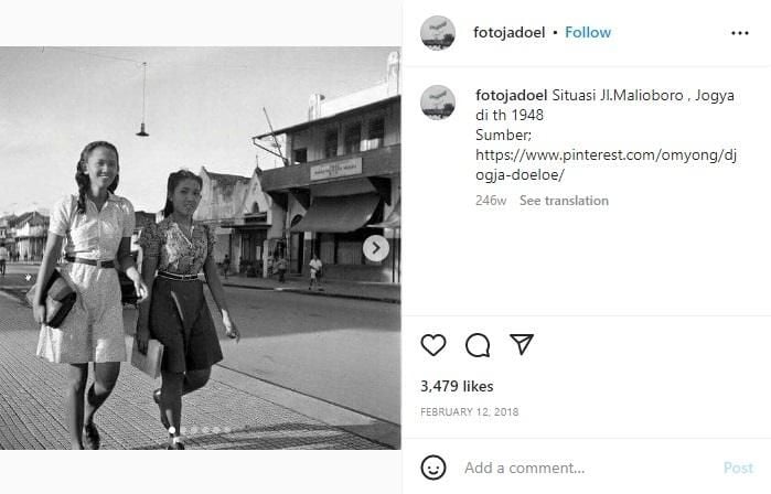 Foto jadul gadis di Yogyakarta tahun 1948. (instagram/fotojadoel)