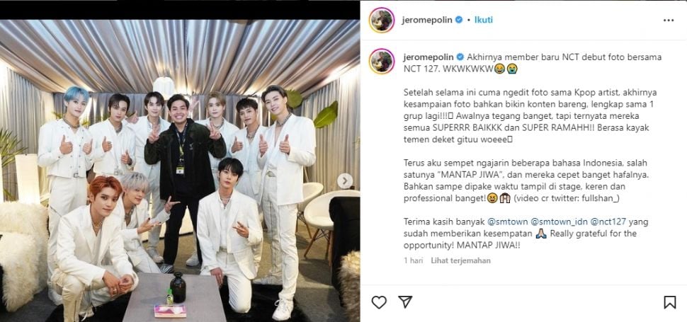 Momen Jerome Polin Ketemu NCT 127 (Instagram/jeromepolin)