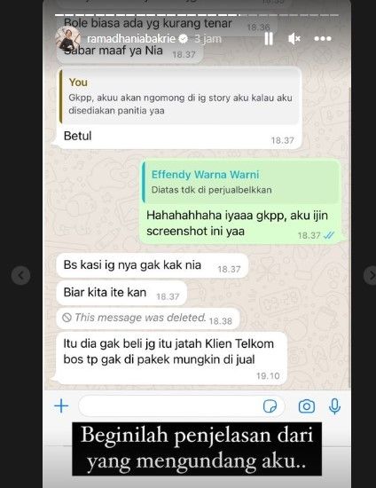 Klarifikasi Nia Ramadhani (Instagram)