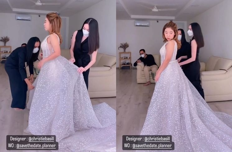 Potret Kiky Saputri Fitting Baju Pengantin (Instagram/@kikysaputrii)