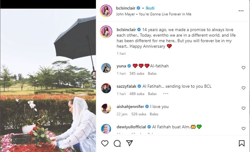 Potret BCL Rayakan Anniversary di Makam Ashraf. (Instagram/bclsinclair)