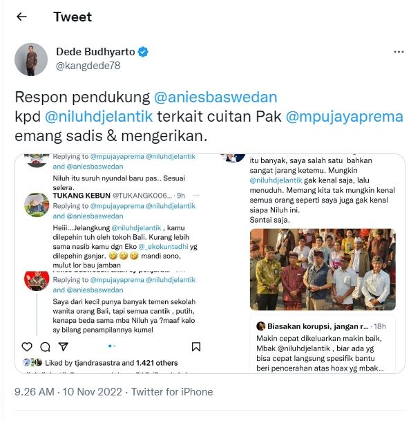 Tangkapan layar unggahan Dede Budhyarto (Twitter/ kangdede78)