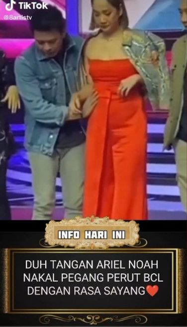 Momen Detik-detik Ariel NOAH Pegang Perut BCL (TikTok/8artistv) 