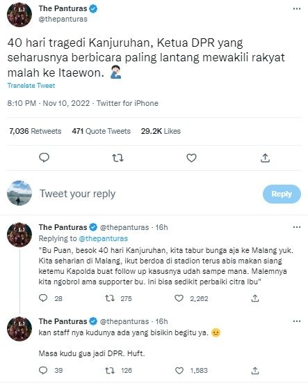 Unggahan The Panturas soal Puan Maharani [Twitter/@thepanturas]