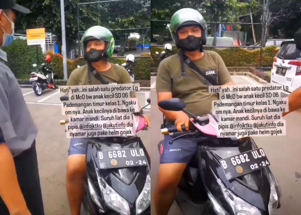 Tangkapan layar pria yang diduga melakukan tindak tak senonoh pada siswa kelas 1 SD (Instagram/ jadetabek.info)