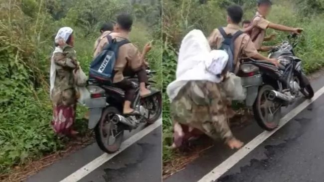 Pelajar tendang nenek-nenek di Tapanuli Selatan, Sumatera Utara. [Ist]