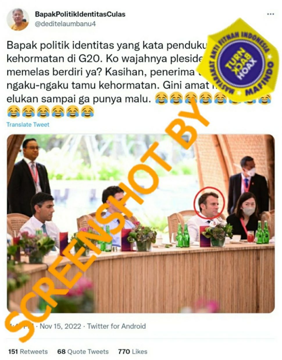 CEK FAKTA: Anies Baswedan Berdiri di Luar saat Pemimpin Negara di G20 Makan Siang, Benarkah?