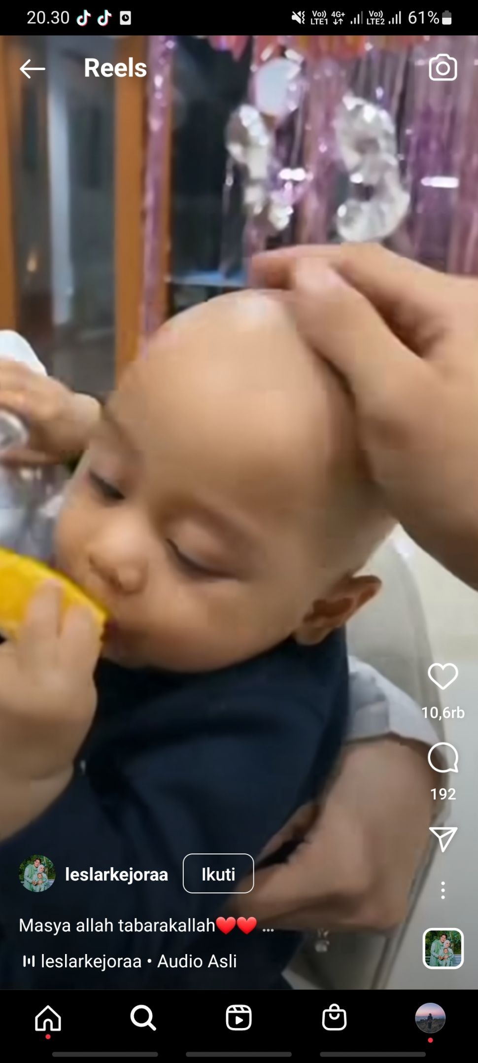 Baby Leslar Digunduli Hingga Plontos, Bener Gak Sih Cukur Botak Melebatkan Rambut Bayi? (Dok: TikTok/LeslarKejoraa)