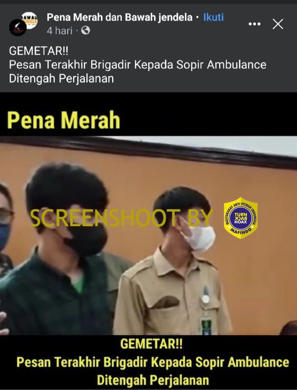 CEK FAKTA: Sopir Ambulans Dengar Pesan Terakhir Brigadir J di Tengah Perjalanan, Benarkah? [Turnbackhoax.id]