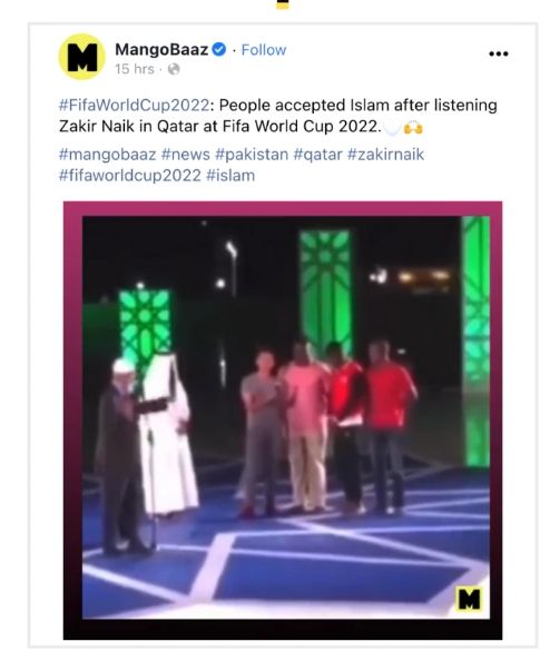 Cek Fakta, Zakir Naik pimpin syahadat orang masuk Islam di Piala Dunia Qatar (IndiaToday)