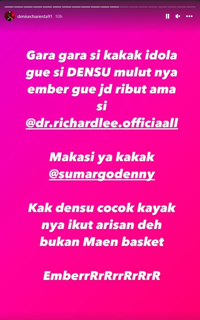 Unggahan Denise Chariesta soal Denny Sumargo dan dr Richard Lee. (Dok. Instagram)