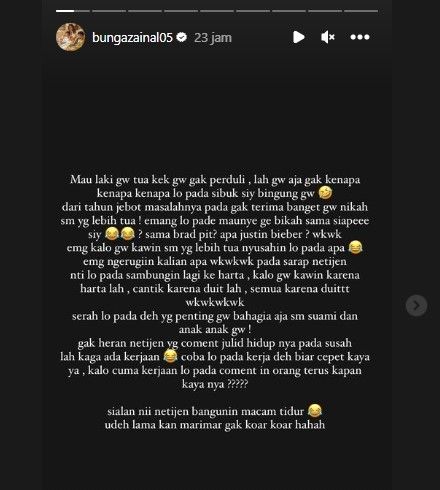 Unggahan Bunga Zainal (Instagram)