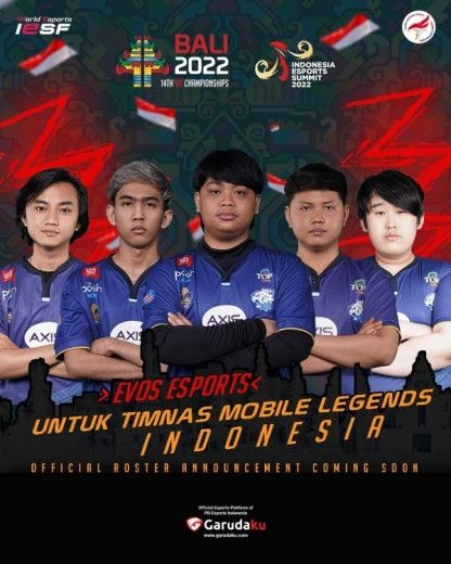 Evos Legends mewakili Timnas Esports Indonesia di ajang IESF World Esports Championship 2022 untuk game Mobile Legends Bang Bang. [Dok Garudaku]