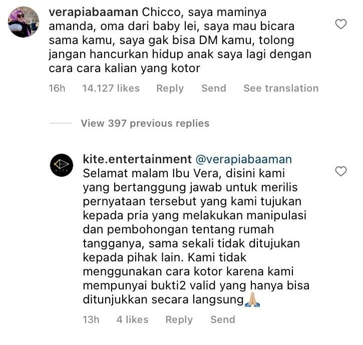 Komentar ibu Amanda Zahra [Instagram]