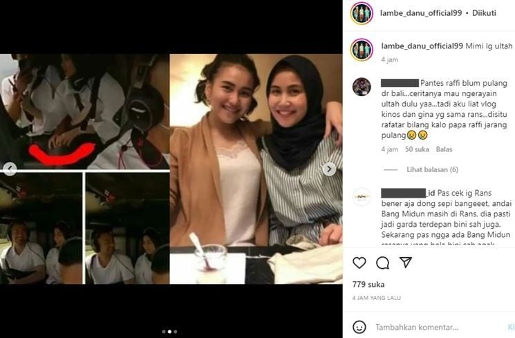 Unggahan Terkait Raffi Ahmad dengan Mimi Bayuh (Tangkapan Layar Instagram Lambe Danu Official)