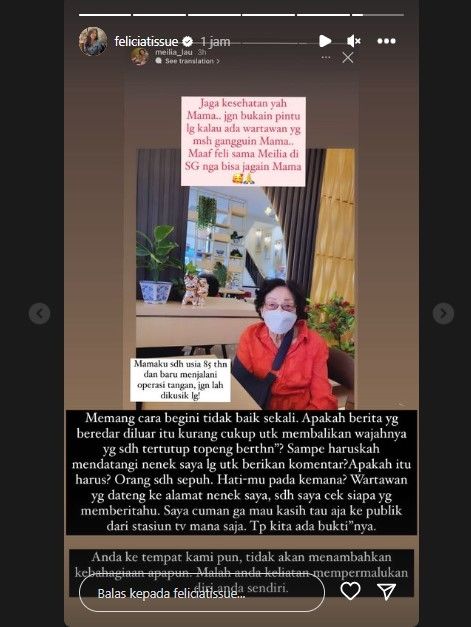 Felicia Tissue murka sang nenek diganggu (Instagram)