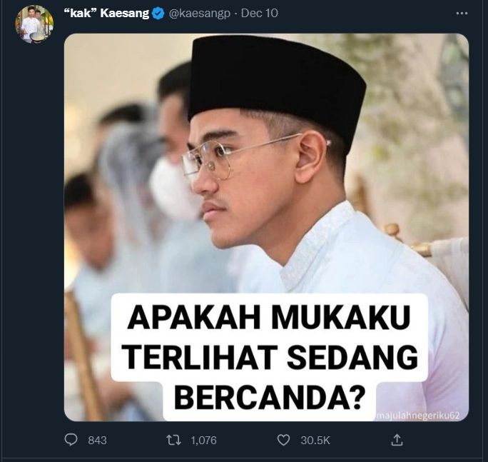 Meme pernikahan Kaesang Pangarep. (Dok. Twitter)