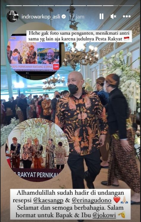 Indro Warkop hadir di nikahan Kaesang Pangarep. (Dok. Instagram)