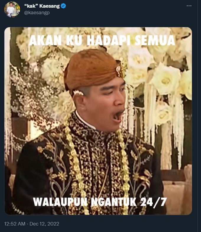 Meme pernikahan Kaesang Pangarep. (Dok. Twitter)