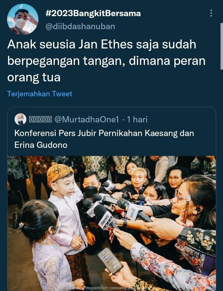 Cuitan yang mengkritik Jan Ethes (Twitter)