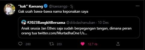 Cuitan Kaesang Pangarep (Twitter)